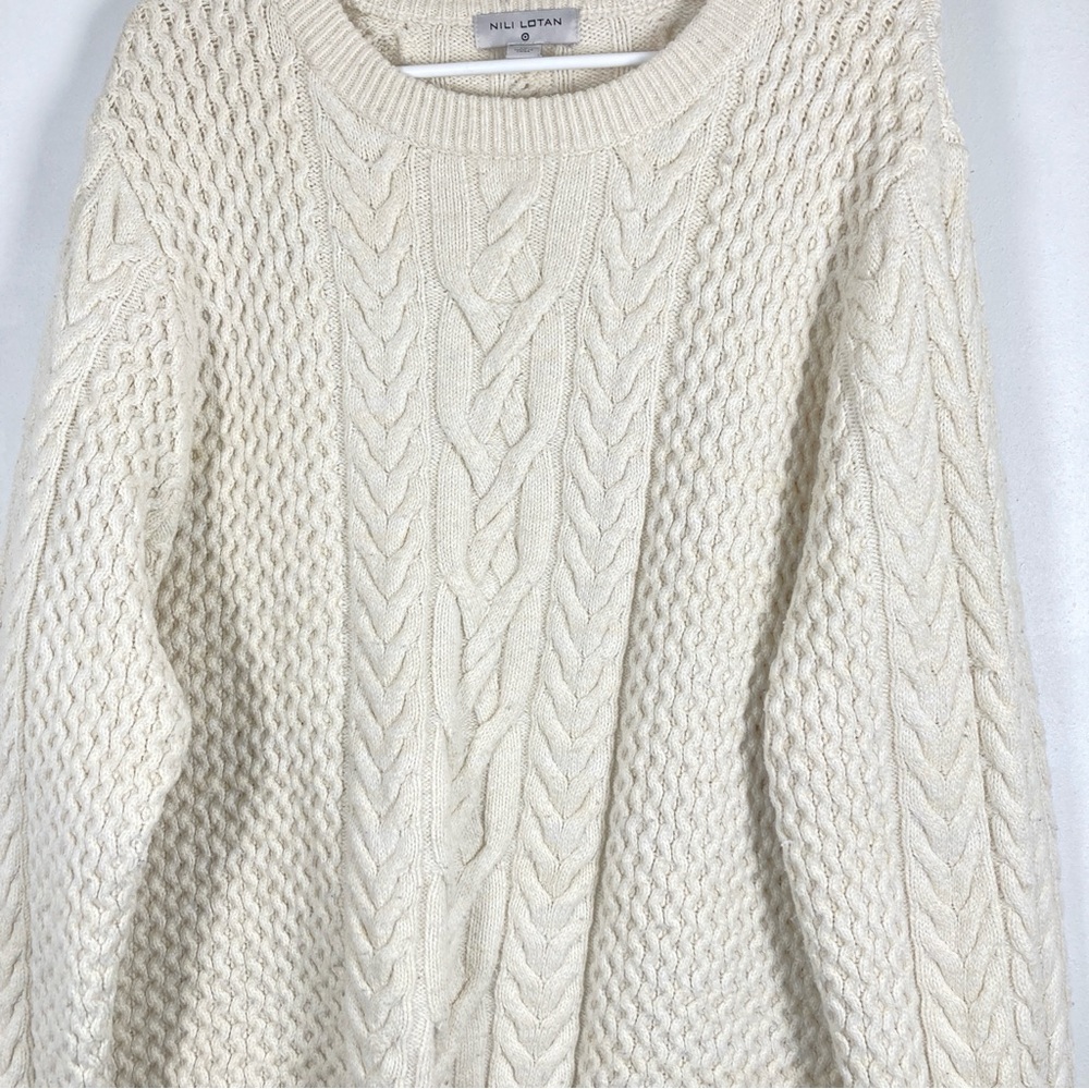 Nili Lotan Cream Cable Knit Crewneck Sweater - Picture 5 of 14